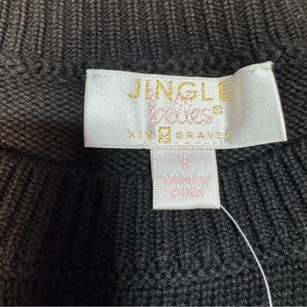 NWT New Jingle Belles by Kim Gravel Tinsel Dots Bateau Neck Black Sweater Size S - Picture 5 of 7